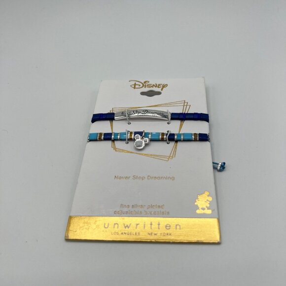 Unwritten Disney Mickey Adjustable Bracelet Duo Set in Blue MSRP $55 NWT - Picture 3 of 5